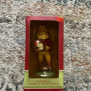 Football Bobble-Head Santa Figurine